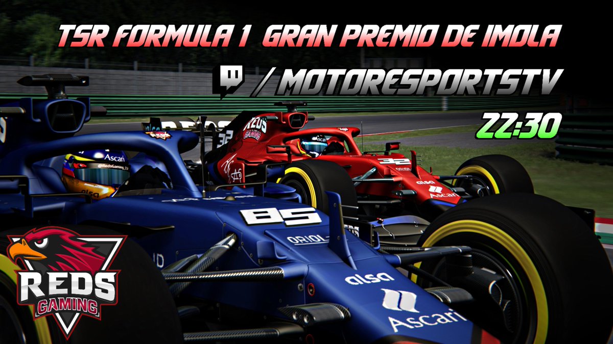 🏆 F1 <a href="/TSRSimRacing/">Total Sim Racing</a>

🏁 GP de #imolagp 

👥 <a href="/ElLeoMasterLeaf/">LeoMasterLeaf🌶</a>
👥 @elosmis

👥 @maginberto
👥 <a href="/karolinho1985/">Karol Campo Rangel</a>

🏎️ #FormulaHybrid 2020

⏰ 22:30h

📺 twitch.tv/motoresportstv

#GoReds🔴🦅