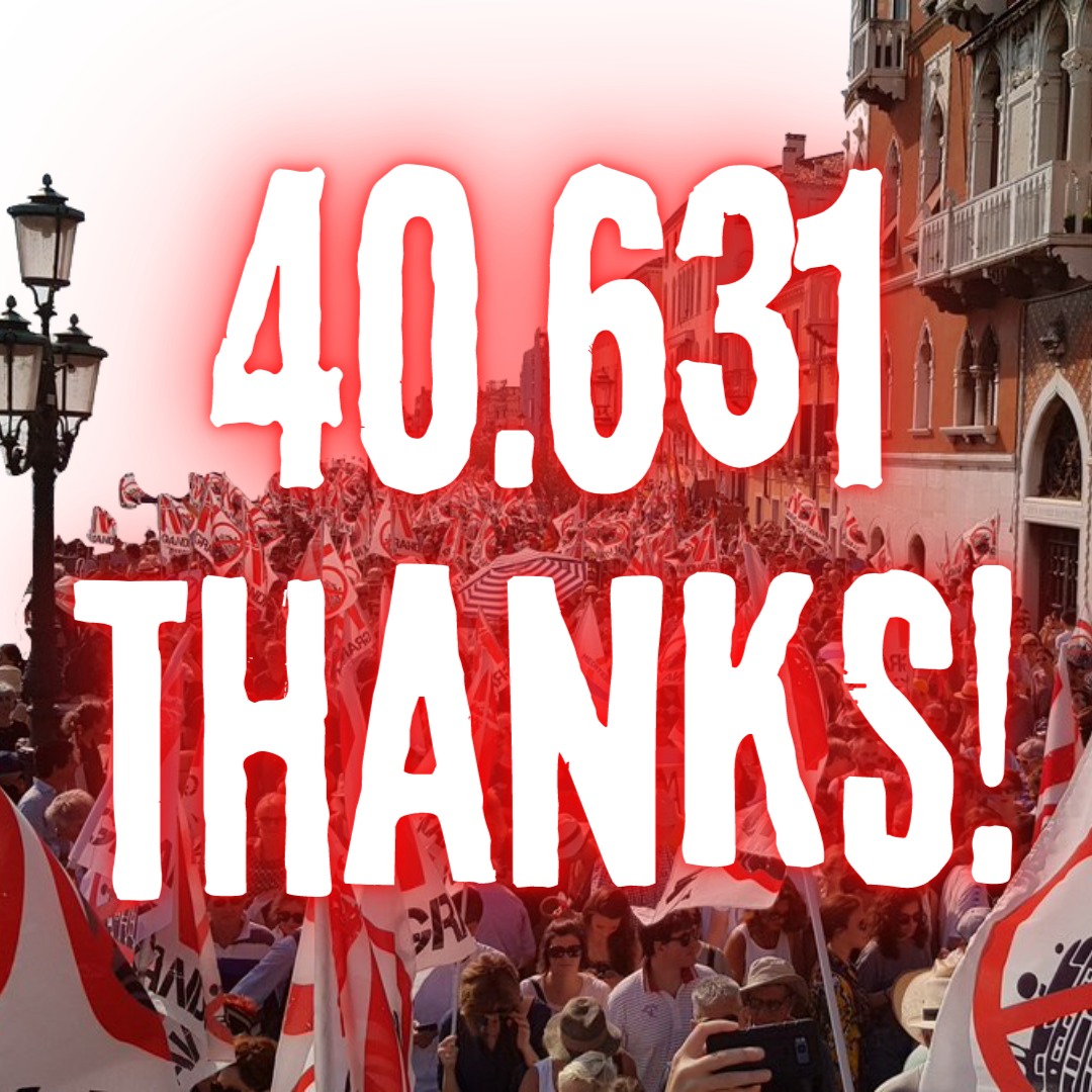 40.631 TIMES THANK YOU! We expected solidarity, but didn't expect magic. We reached an incredible amount, and we will keep what exceeds as treasury for activists' legal defend. Thanks everybody for the solidarity!
Read the full statement at facebook.com/67850318558048…