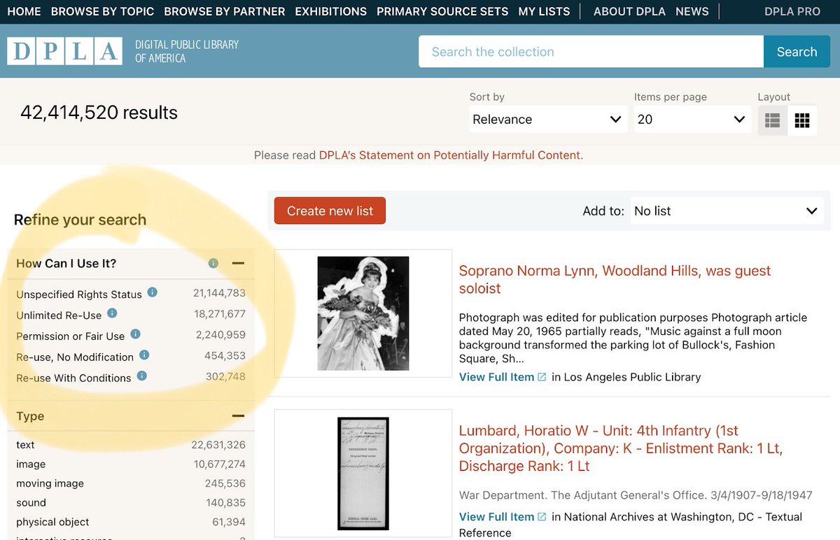 Dominic_BM's tweet image. I’m excited to share the news of DPLA’s new rights facet! 🤩

I’m proud to have been a part of the team designing this over the past months. DPLA is finally able to make this feature reality due to implementation of @rightsstmts across majority of @dpla items last year. #openglam