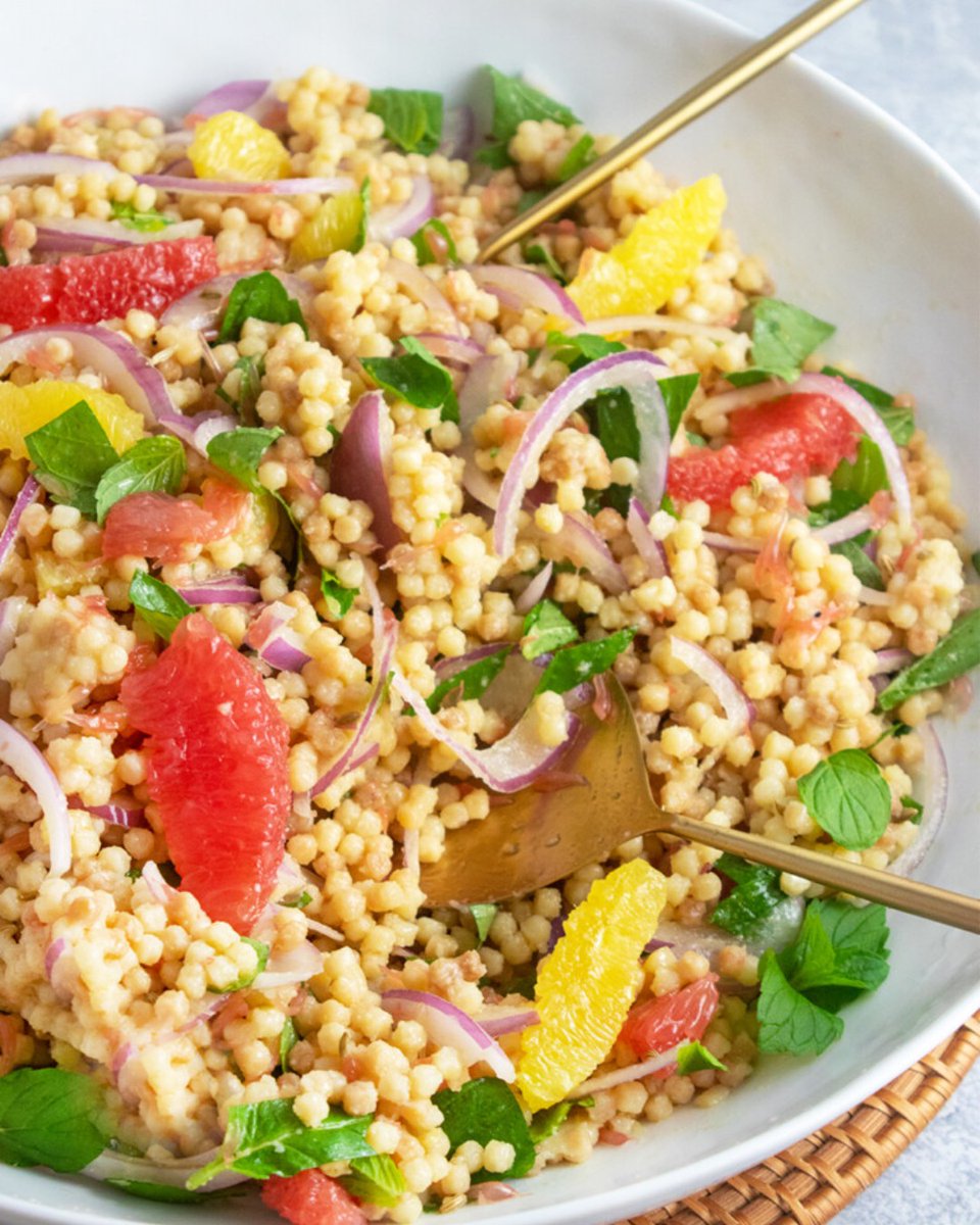 Welcome Spring with a blast of citrus:  FREGOLA PASTA SALAD WITH CITRUS (you can substitute with Orzo pasta) ow.ly/qc8v50DPEkC