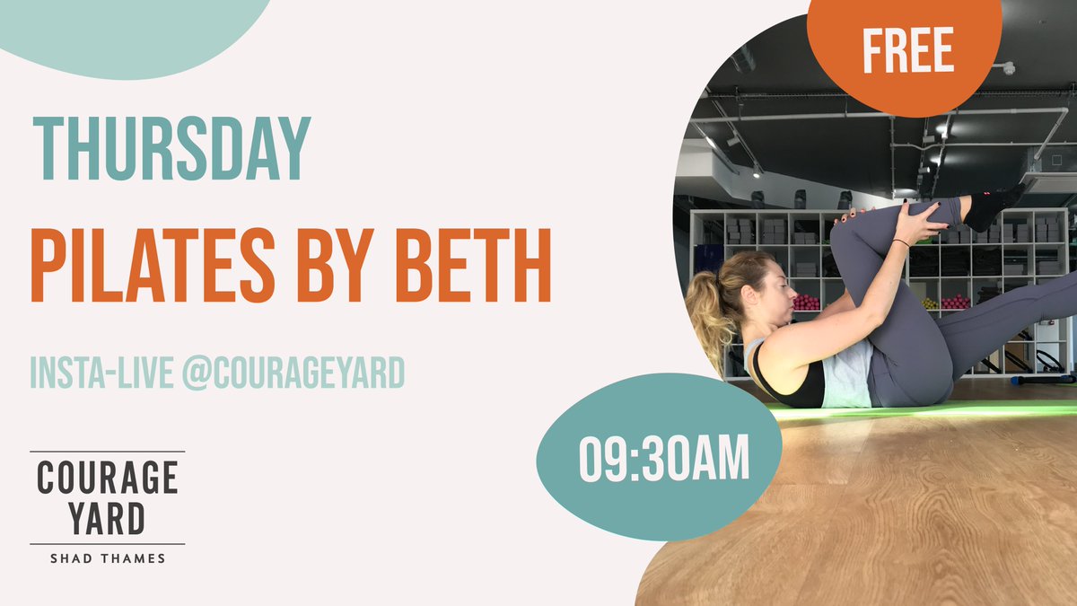 CourageYard's tweet photo. TOMORROW!

Don't miss @BethPilatesby's virtual #Pilates class on our Instagram Story (@courageyard).

Join at 9:30 for 45 minutes of stretching and strengthening to kickstart your day!

#ThursdayMotivation #Wellness #Wellbeing #Fitness #Bermondsey #SE1 #ShadThames #TowerBridge https://t.co/LimUKXKG4Z
