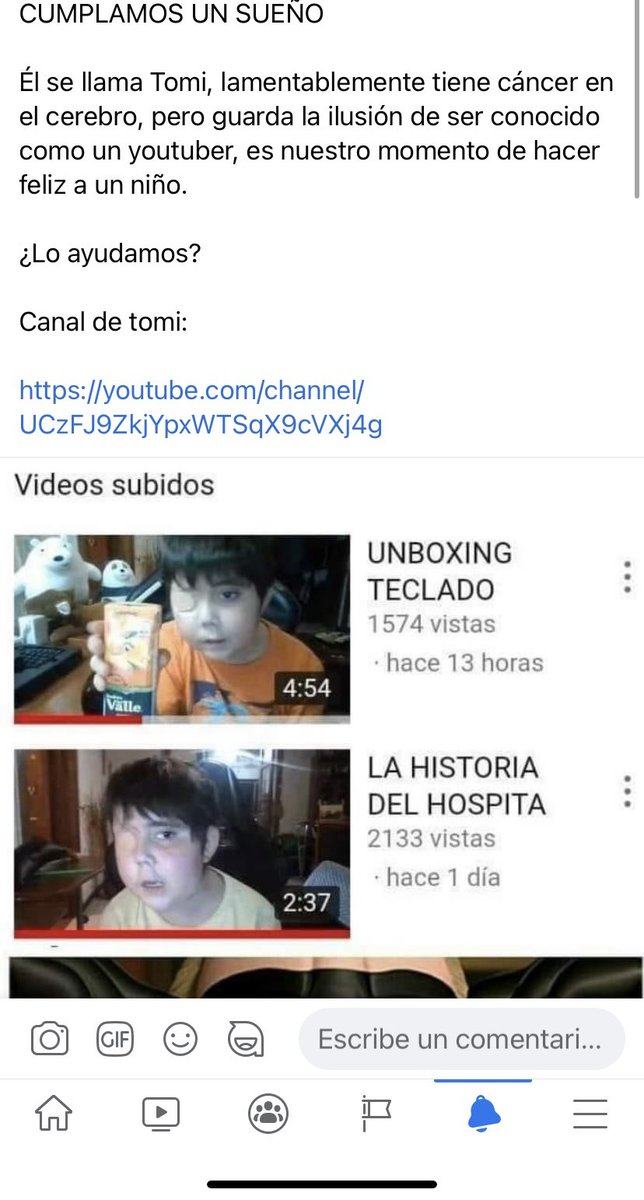 MexicanDiaz's tweet photo. Tomiii 11 quería llegar a 1000 suscriptores en youtube (tenía 162) y en menos de 2 horas la comunidad Gamer logró que llegue a 169 000 y sigue subiendo :') que hermosa historia :') Pda. Tomi es un niño de 11 años con cáncer cuyo sueño es ser youtuber 🥺💜 Vayan todos a seguirlo. https://t.co/FD3yUzDLFH