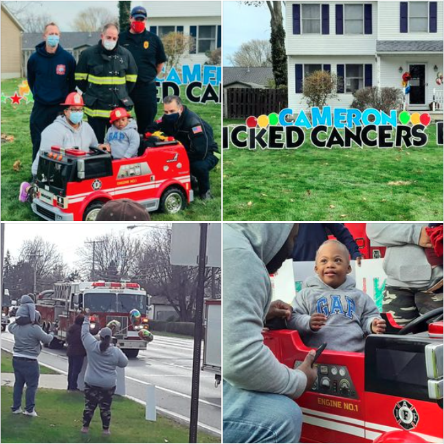 One of the best things about living in a small town - especially if that town happens to be Lorain, Ohio.  The entire fire department welcomed 3-year-old Cameron Peete home after his last cancer treatment.  He even got his own mini firetruck!