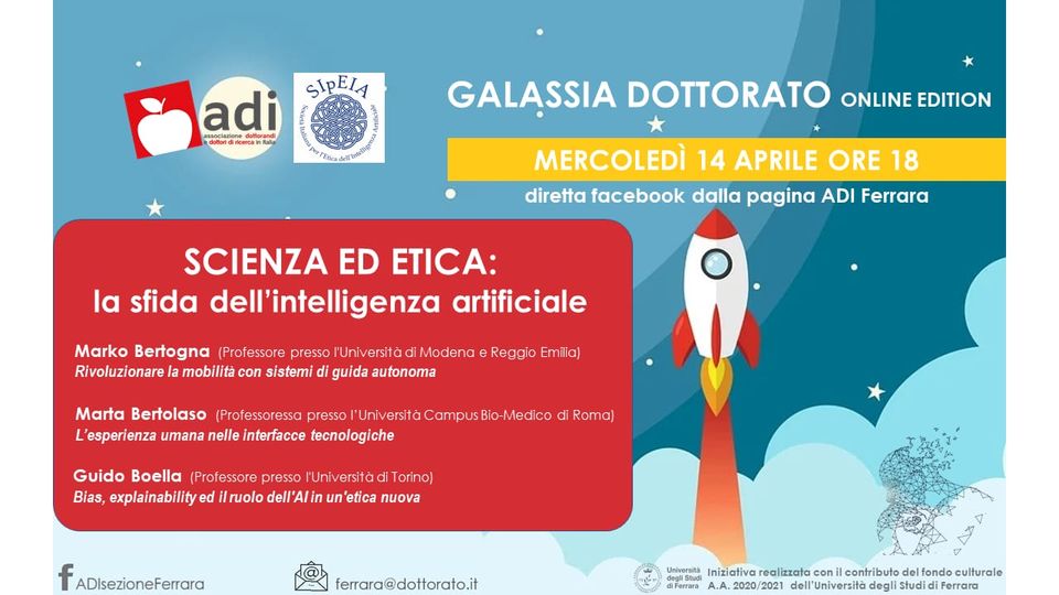 eia_ip's tweet photo. Incontro sulla sfida etica dell'Intelligenza Artificiale. Con il patrocinio di SIpEIA e la partecipazione di Guido Boella. Ringraziamo ADI Ferrara per il coinvolgimento https://t.co/wESTWp464L
