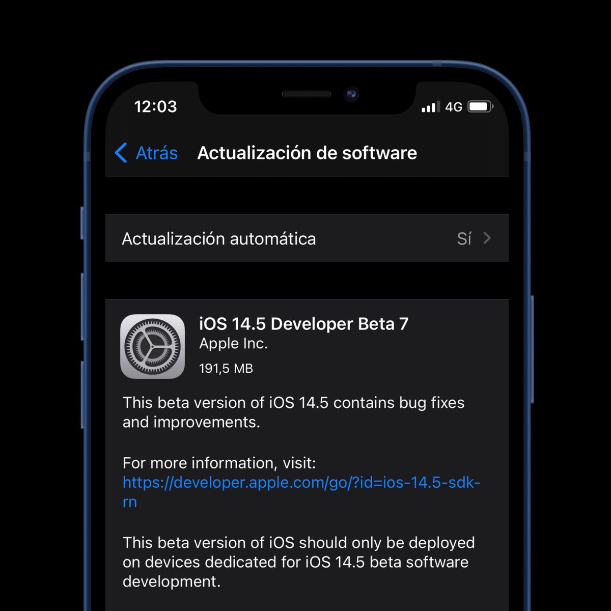 ZonaAppleWorld's tweet image. 🚨Se ah lanzado iOS 14.5 Beta 7 para Desarrolladores! #iOS145DevBeta7 #iPhone