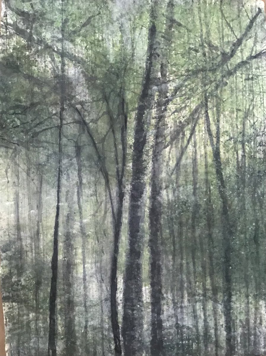 HellmanNina's tweet photo. Forest, water media 30x22” https://t.co/RFTn4X7QBg