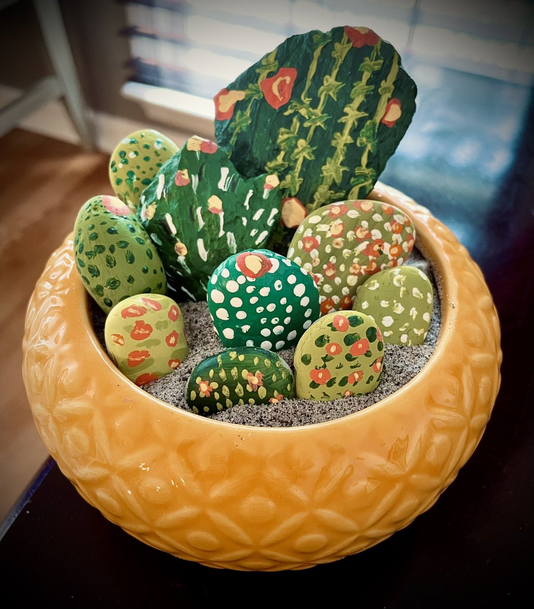 KristenSwing's tweet photo. Latest rock painting adventure = affordable new playroom decor. Kiddos painted rocks that were found on neighborhood walks, sand is from two past NC beach vacations and bowl was purchased at @Target for $3. 🌵 https://t.co/iDU9VdPsdR
