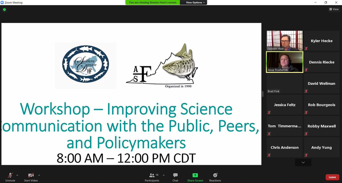 Some of our members are participating in workshops today as a part of the 2021 SDAFS Virtual Annual Meeting. @FisHecke @A_julian13 @gus_mcanally11