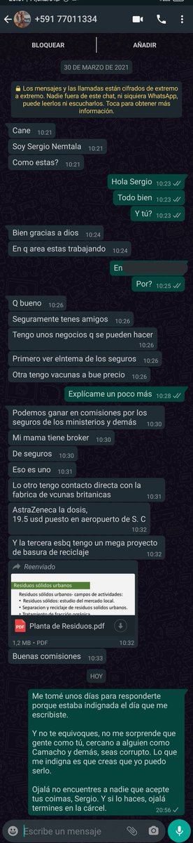 canela_cs's tweet photo. Los empresarios no generan riqueza, la roban y se la quedan.

Les presento a Sergio Nemtala, ex de una compañera del cole y amigo de @LuisFerCamachoV, que la semana pasada intentó coimearme. ¿Qué les parece?

#Corrupción https://t.co/UyKsERJjDA