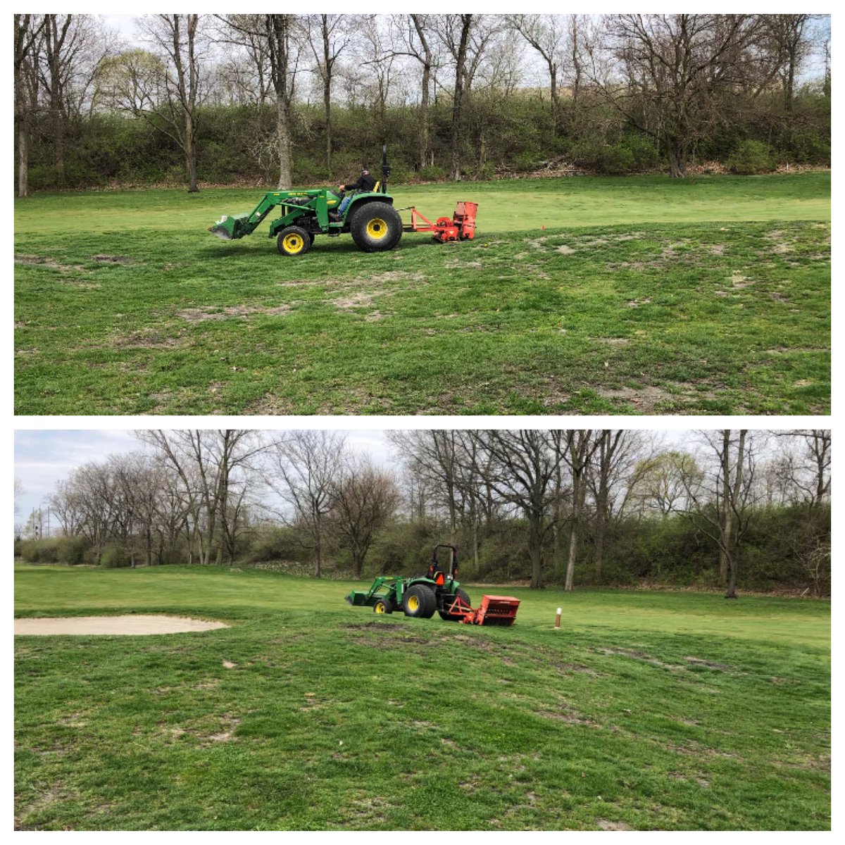 MB - Behind the Scenes. Seeding some areas of the course. #progress #playgolfanderson
