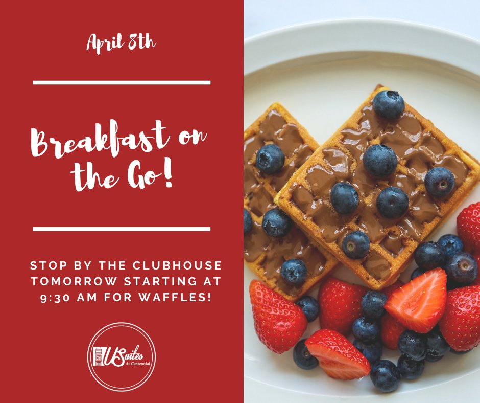 USuitesApts's tweet image. Join us TOMORROW for Waffles! #BOTG #wakeywakey #suiteliving