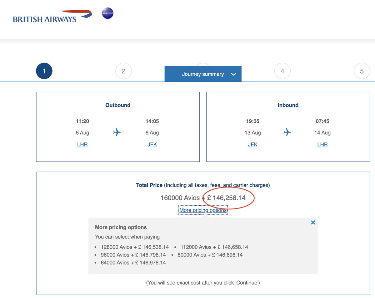 johnwhenry's tweet image. Only £146,258 for two return premium economy flights from London to New York using @AmexUK companion voucher with @british_airways. Bargain!