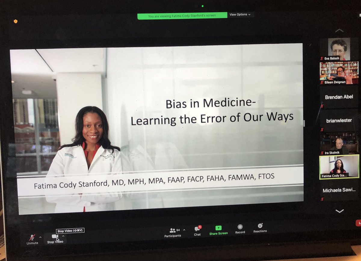 eileendeignanmd's tweet photo. Thank you to @askdrfatima Dr. Cody Stanford for a block buster talk to the Massachusetts Academy of Dermatology about Bias in Medicine @MGHMedicine @AADskin #monganinstitute https://t.co/jriSsuTMMO