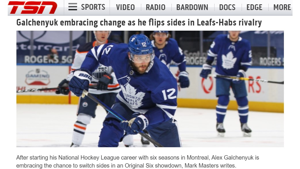 TSN_Parody's tweet image. Translation: Terms like "embracing change" and "embracing the chance to switch sides" are TSN's way of insinuating that the #Leafs are the good side and the #Habs are the evil side of this rivalry. 
#NotSubtle #TorontoSportsNetwork