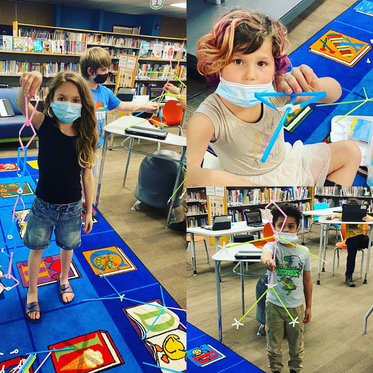 JSAMagnet's tweet image. Ms. Weldon’s friends putting the E in STEAM today during Library Tech. Building with @strawbees #wearecrcsd #magnetschool