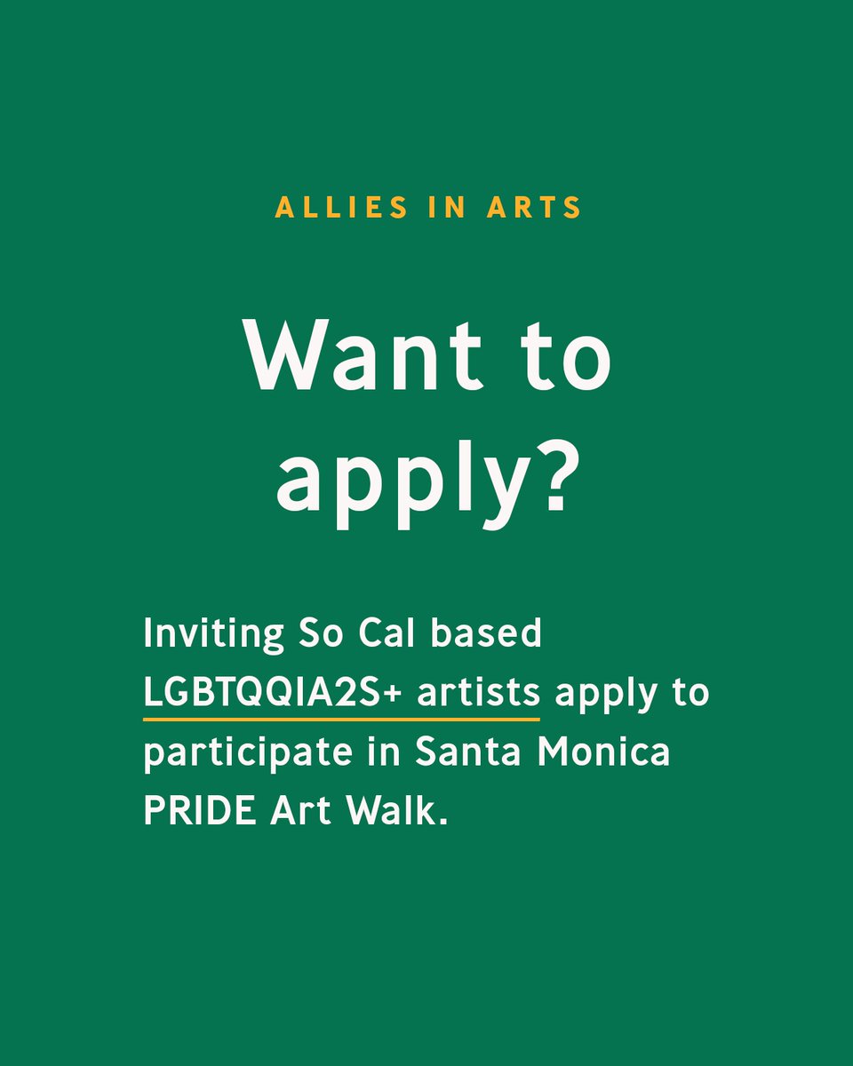 If you’re a Southern California based LGBTQQIA2S+ artist with existing work or proposals for new work for public space, please apply! alliesinarts.org/santa-monica-p…