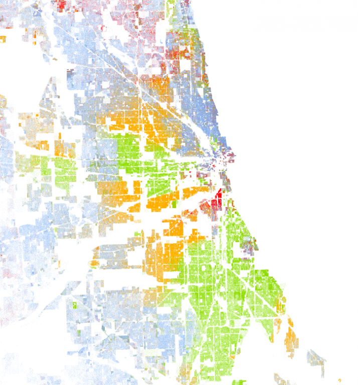 stamen's tweet photo. One of the best examples of visualizing multivariate demographic data is the #RacialDotMap by Dustin Cable (@CableOnDemand) & @UVACooperCenter. Unlike most dot density maps that use aggregation, on this map 1 dot = 1 person. A staggering level of detail! https://t.co/jON9WY7T2M https://t.co/GmMHWbITse