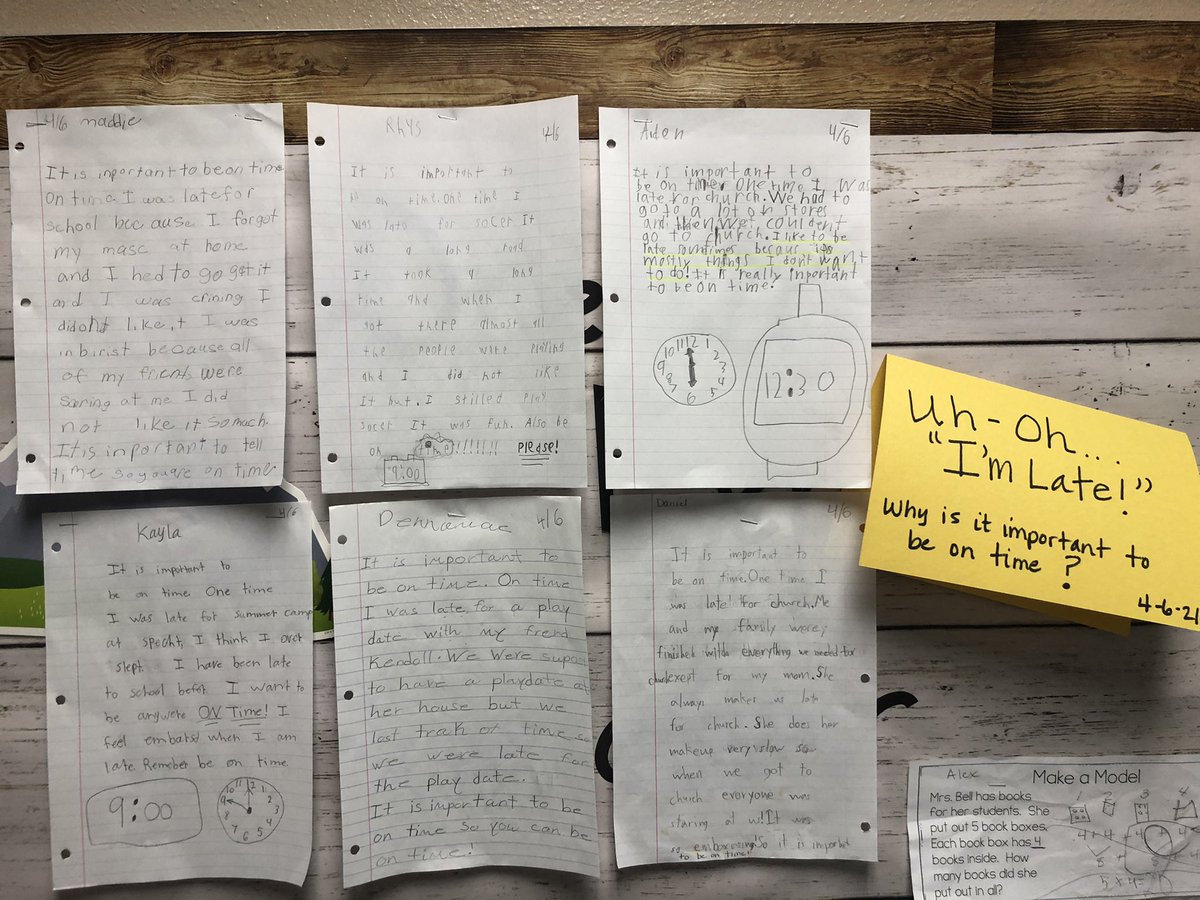 beckyclinton4's tweet photo. Love these! @jodimac99CISD @SSchneiderCISD @JackieSundt @CISDSpechtElem #readwritemath #tellingtime #criticalwriting https://t.co/BG6TCSudCN