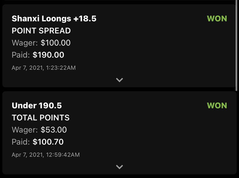 BetsPwner's tweet photo. Had to post this... needed more action after the Huge W yesterday ๐ wanted to wake up another winner and the Shanxi Loongs came through for me lmao! Still debating a pick tonight might take the night off, update around 6:00pm ET tonight! #parlaypwner #pwnzone https://t.co/1VaG7FdXrA