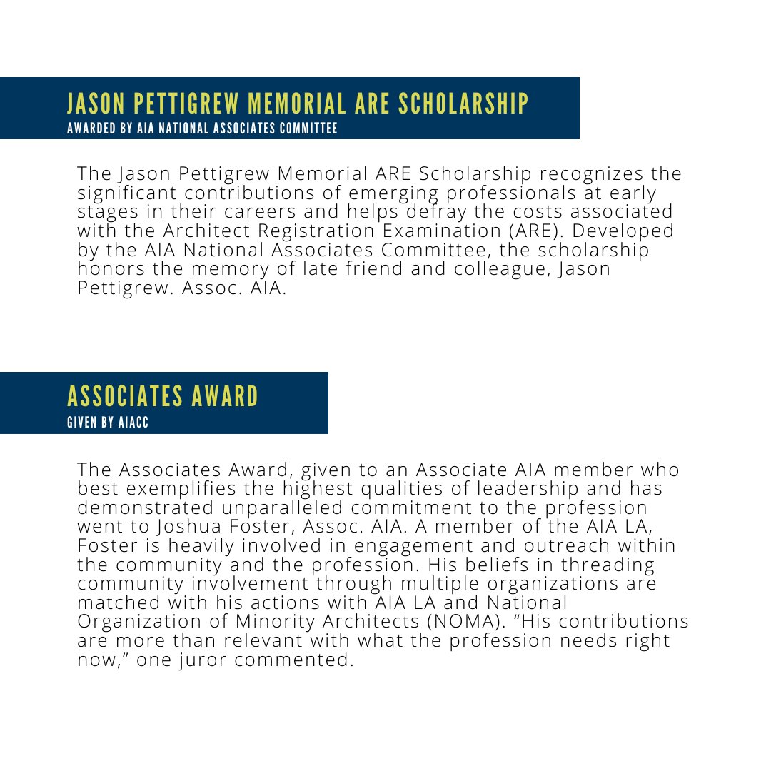 KFALosAngeles's tweet image. Congratulations to Josh Foster!

Recipient of the Jason Pettigrew Memorial ARE Scholarship given by @AIANational  Associates Committee and the Associates Award given by @AIACALIF AEP. 

We are so proud of your accomplishments and to have you as a KFAer!

#kfaarchitecture