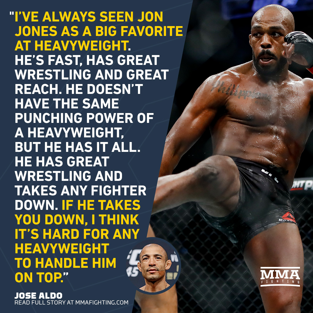 MMAFighting.com ar Twitter: "Jose Aldo confident Jon Jones, will reach deal for superfight, picks 'Bones' to beat Francis / Twitter