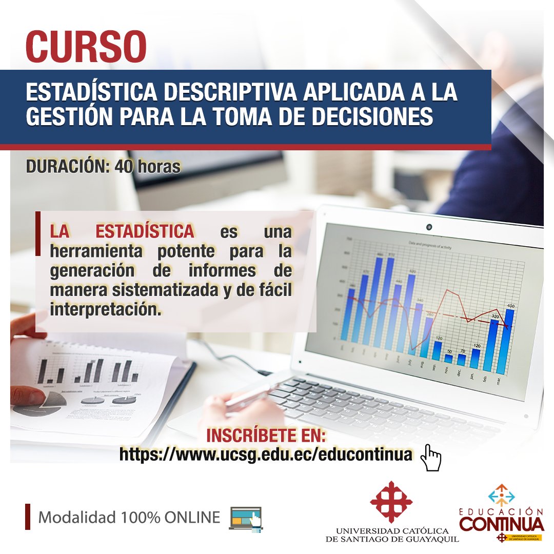 educontinuaucsg's tweet image. &quot;Estadística descriptiva aplicadas a la gestión para la toma de decisiones”, podrás presentar  información funcional e indicadores de resumen apropiados
INSCRÍBETE! 👉 bit.ly/3ccFHvG
#UCSG #EducaciónContinua #estadisticaenexcel #estadisticadescriptiva #tomadedesiciones