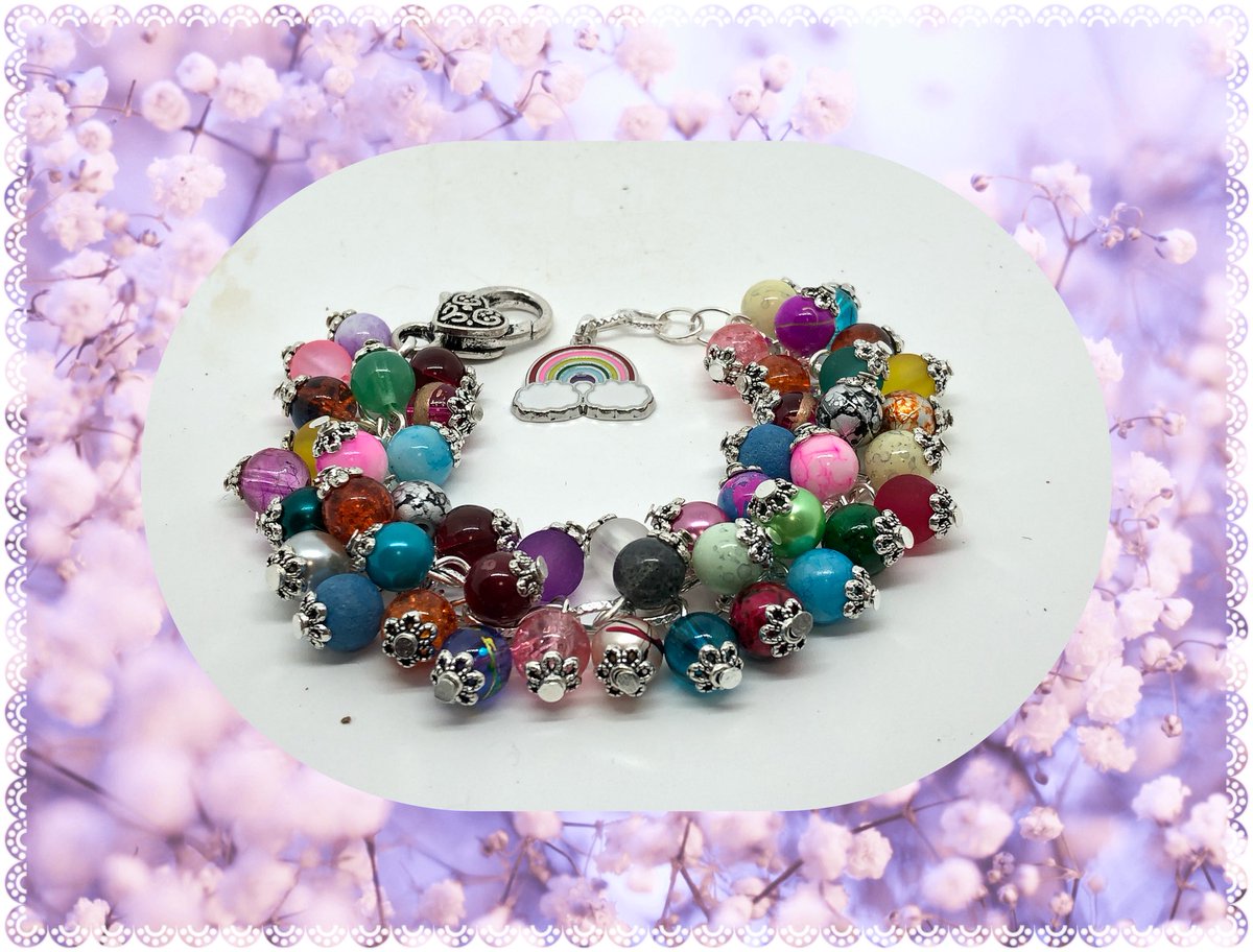 Rainbow cluster bracelet #WowHandmade #YourBizHour #clusterbracelet #ooakjewellery #pirateswag