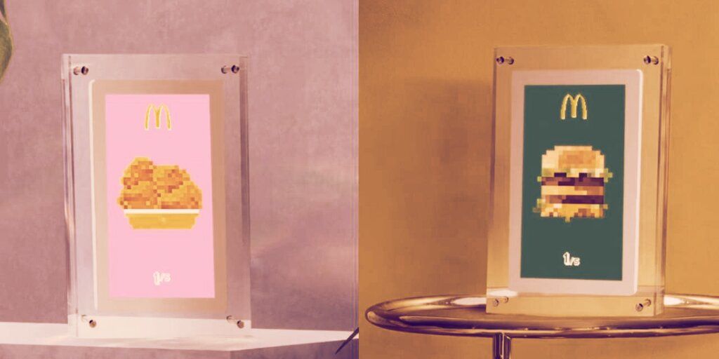 DecryptMedia's tweet photo. McDonald's France has joined the NFT hype train, teasing digital artworks of its iconic dishes on social media. https://t.co/4zvROpJTFB https://t.co/MPrzNqRlqg