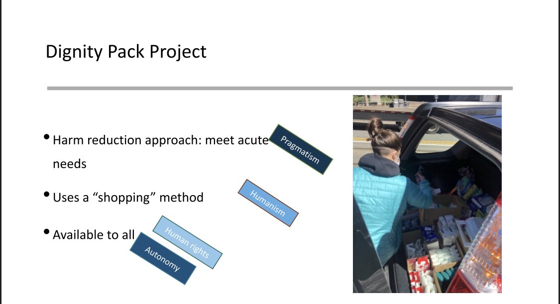 EmoryRollins's tweet photo. RT @athoover99: In honor of #NPHW2021, we presented #DignityPackProject’s use of #harmreduction in addressing acute needs of those experiencing #homelessness, guided by humanism, autonomy, and human rights. Thanks to @emoryredi & #EGHO for hosting! https://t.co/bJLySBnGS7