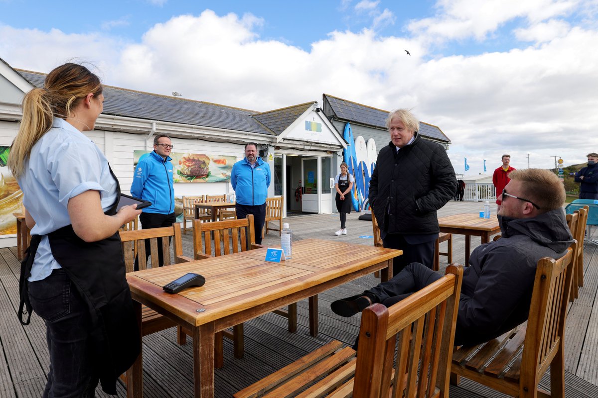 Prime Minister Boris Johnson seeing preparations for outdoor hospitality