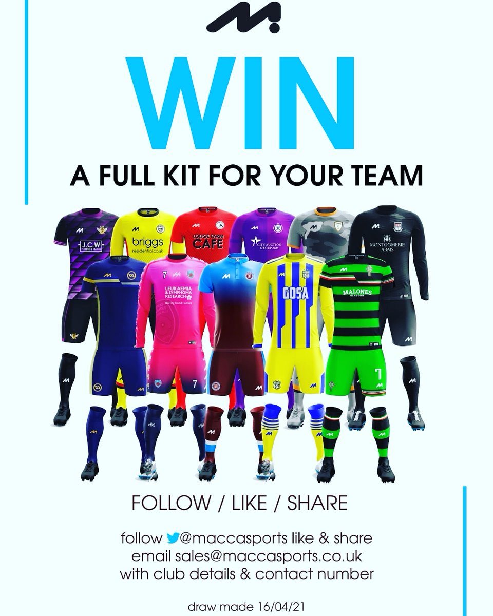 Who would love a FREE KIT 

Well it's simple to enter the competition 

FOLLOW 

LIKE

RETWEET

Email sales@maccasports.co.uk with your clubs details