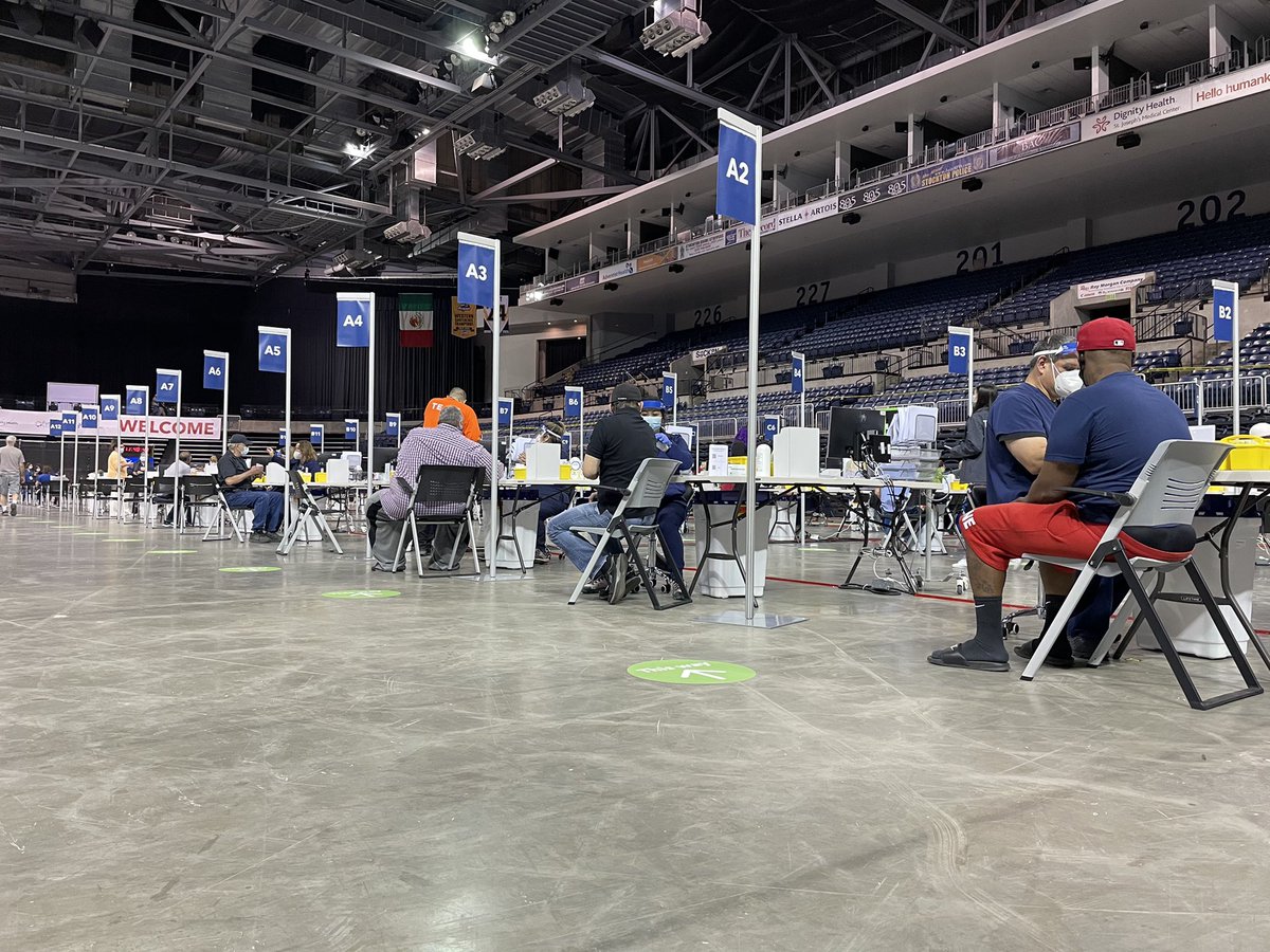 kpnorcal's tweet photo. The Stockton mass vaccination hub opened to Kaiser Permanente members and the public today. To check eligibility and schedule an appointment visit https://t.co/R0Seg8nrOI https://t.co/Ba7gtDwLkG