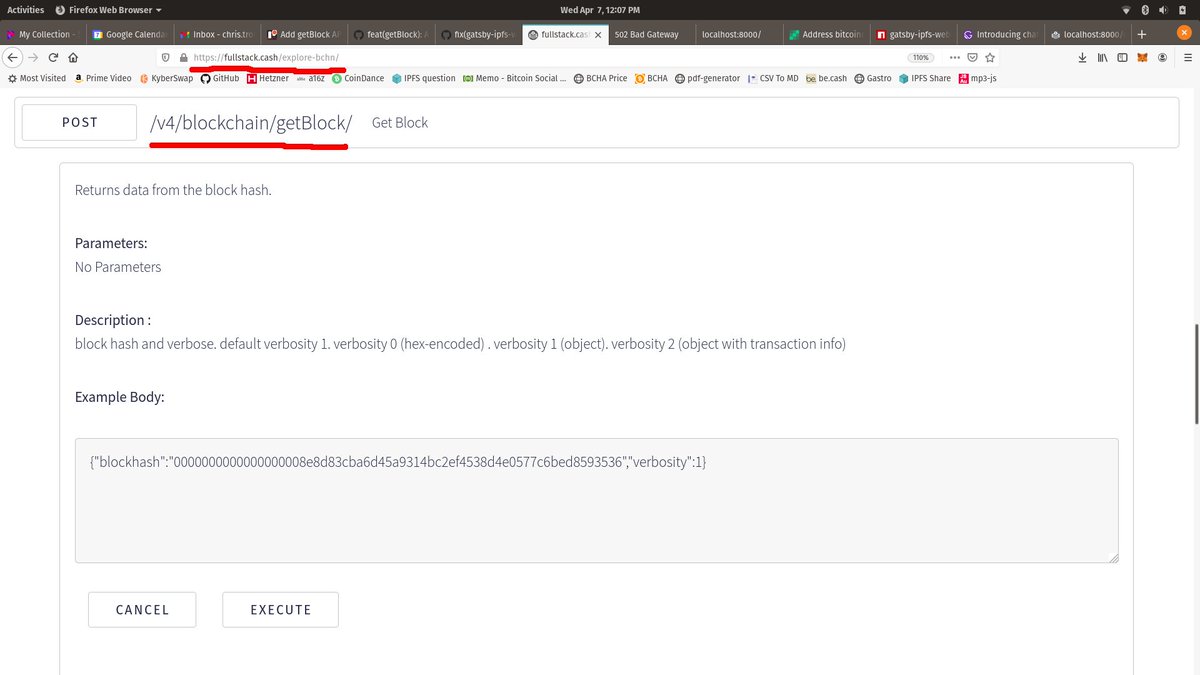 FullStack.cash (@fullstackcash) on Twitter photo Due to customer demand, we've added a /getBlock endpoint to bch-api and bch-js to get the contents of a block directly from the full node.
Try it out in our Explorer UI:
fullstack.cash/explore-bchn/ Due to customer demand, we've added a /getBlock endpoint to bch-api and bch-js to get the contents of a block directly from the full node.
Try it out in our Explorer UI:
fullstack.cash/explore-bchn/