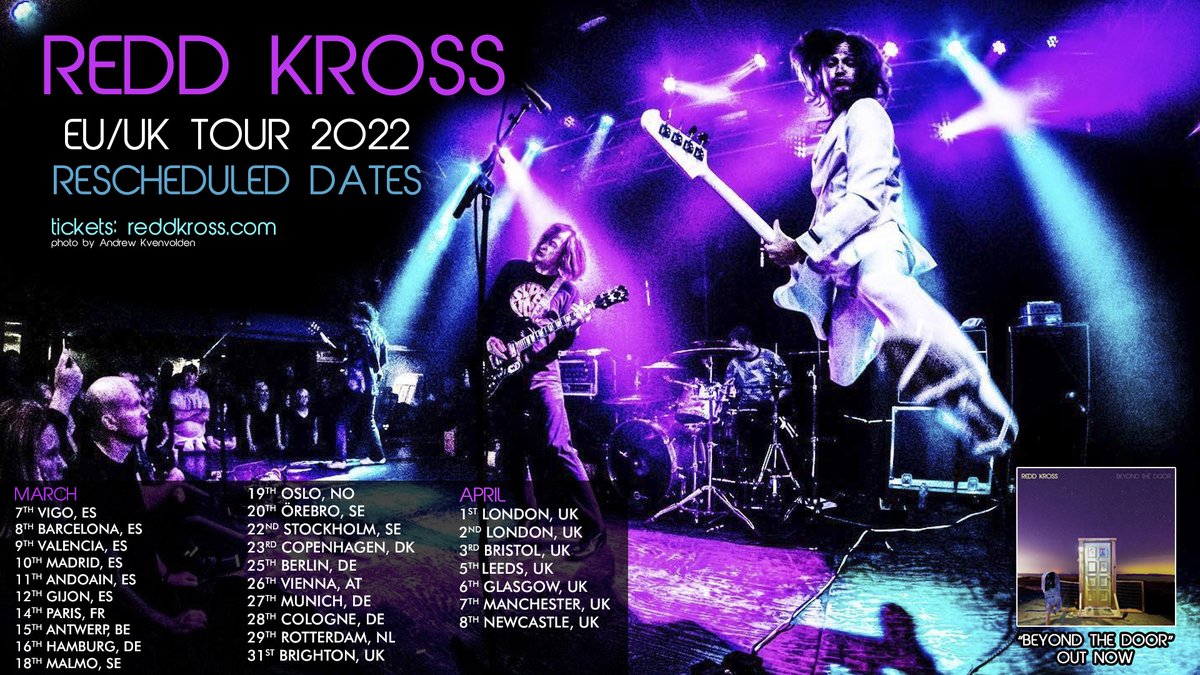 EUROPE you're gonna get some @reddkross in 2022! Tickets: reddkross.com/shows/ While you wait, might we recommend listening to... 🏫 Red Cross EP (1980) smarturl.it/RedCrossEP 🚪 Beyond The Door (2019) smarturl.it/beyondthedoor