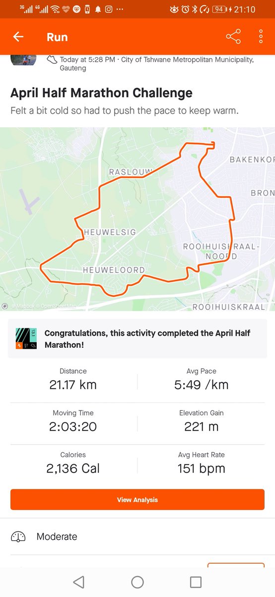 saChetse's tweet photo. Been a while since I ran a proper half marathon. #16in16 #NoToGBV #NoExcuse #RunWell #hokaoneone #FetchYourBody2021 #RunningWithTumiSole #80Kman
#SpotRunningWeightLossChallenge https://t.co/eDj8FD7Cxx