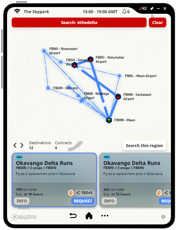 SimWorksStudios's tweet image. Due to the increased numbers of tourists visiting the delta, ClearSky Logistics is looking for more pilots to fly supply runs.

The Skypark by @Parallel42LLC now covers the Okavango Delta, taking the experience to a new level!