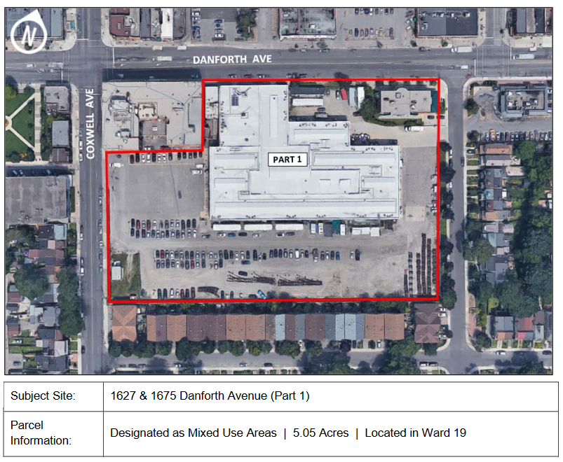 HousingNowTO's tweet photo. @ProjectEND @StephenWickens1 TPS Station still "in scope" for #DanforthGarage (⚠️TPS should really be at East York Civic Centre).

The #TTC office building "E" now appears to no longer be needed, so might be an additional space for #AffordableHousing.

Expect a #HousingNow site meeting this Summer. #TOPoli. https://t.co/fnUgL0FCJH