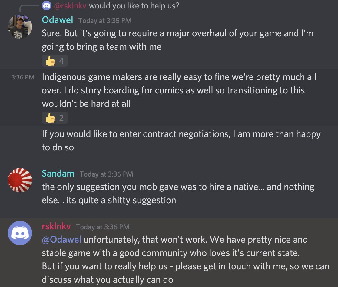 To be clear they have no interest in improving the Native representation in the game..which is..troubling since the whole game is built off Native people and imagery! ...