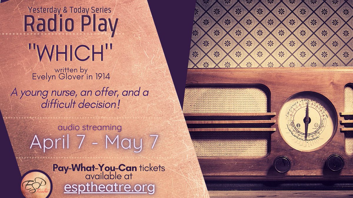 NOW STREAMING: "Which" by Evelyn Glover. A radio play from 1914 about a nurse, an offer, and a difficult decision. Get your ticket here:
endangeredspecies.secure.force.com/ticket/#/event…