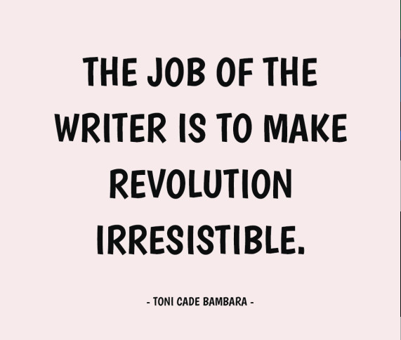 dblacorg's tweet photo. This month's #DBLACVWG is guided by Black feminist thinkers. "The job of the writer is to make revolution irresistible." Toni Cade Bambara. Keep writing!...join us for this evening's writing group session: https://t.co/spK4kq9O7J
#dblacvwg #writedblac #dblac https://t.co/4jhjIO6hW5