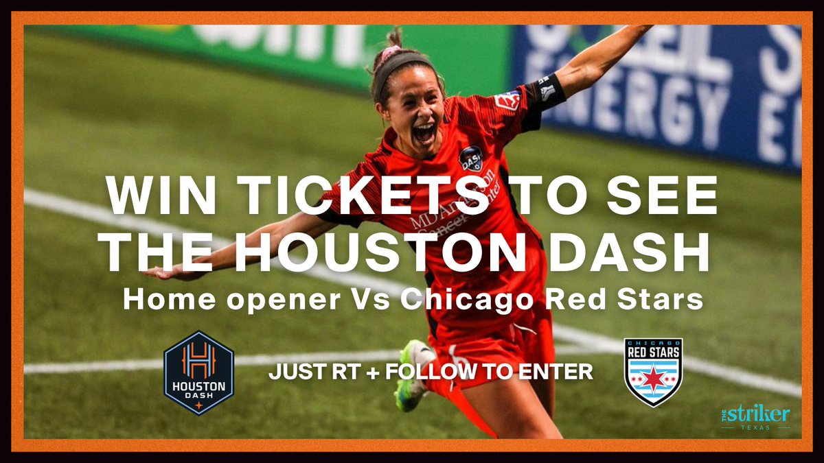 RT and follow for a chance to WIN a pair of FREE tickets to see the <a href="/HoustonDash/">Houston Dash</a> kick off all US pro-soccer leagues this Friday night 4/9 @BBVAStadium in Houston. 

The winner will be chosen 5p Thu 4/8. 🎟️🧡✨

#Giveaway #HoldItDown #NWSL #Woso #TheStrikerPrizes #SpaceCity #DTFON
