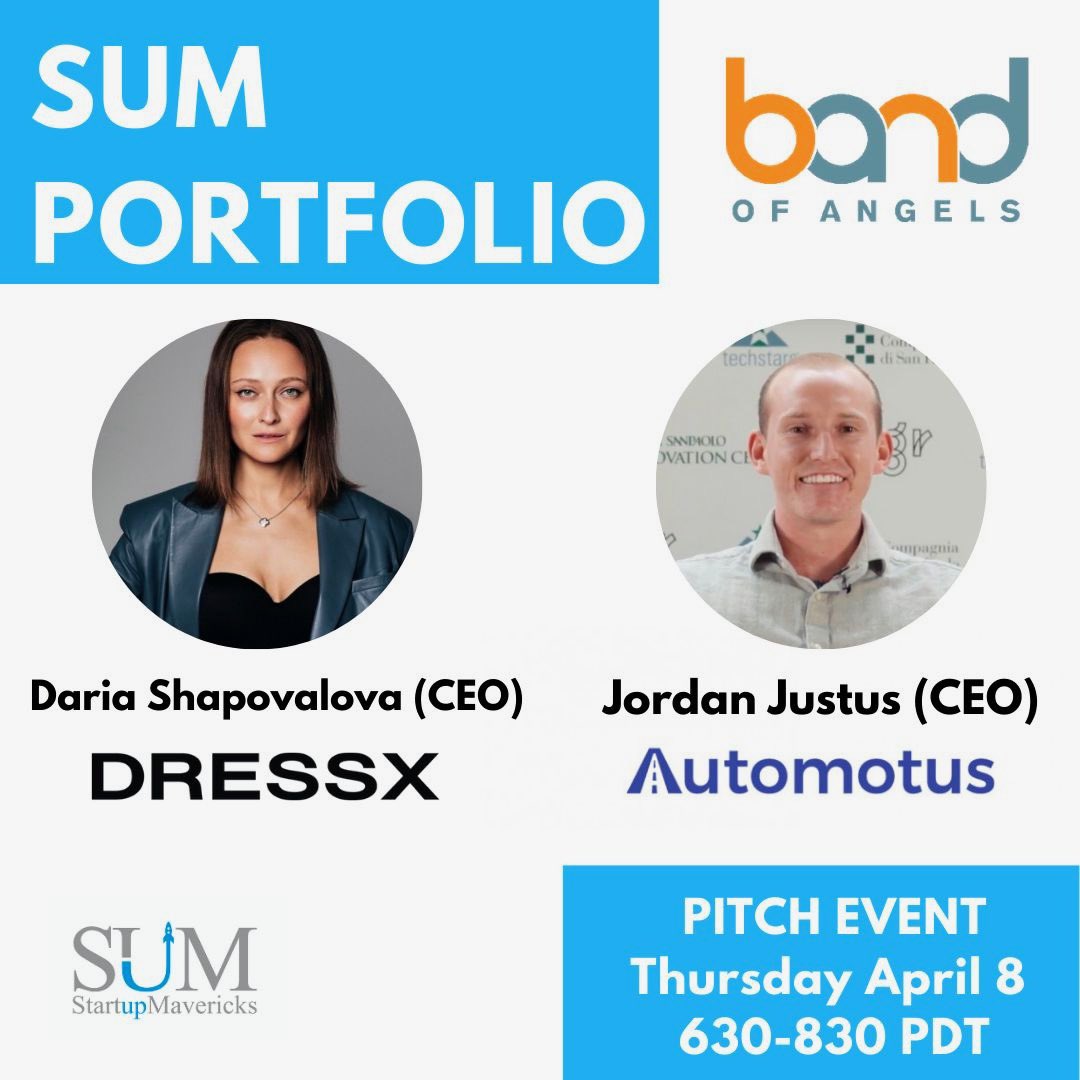 Check out this week’s Pitch Event to invest in promising startups like <a href="/DressX/">AndyG 💎</a> and <a href="/automotus_inc/">Automotus</a>. This week’s presenters include: Purlin Co., Itripatch, VerifiR, and ECFX. The event will be held via Zoom TOMORROW (APRIL 8th, 6:30-830pm PDT).

#event #startups #angelinvestor