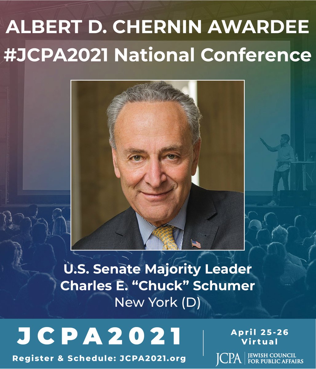 Jewish Council for Public Affairs (@thejcpa) on Twitter photo .<a href="/SenSchumer/">Chuck Schumer</a> to Receive <a href="/theJCPA/">Jewish Council for Public Affairs</a> Chernin Award at #JCPA2021 National Conference
REGISTER: JCPA2021.org
*presented annually to an American Jew whose life work best exemplifies the social justice imperatives of Judaism, Jewish history & protection of U.S. Bill of Rights .<a href="/SenSchumer/">Chuck Schumer</a> to Receive <a href="/theJCPA/">Jewish Council for Public Affairs</a> Chernin Award at #JCPA2021 National Conference
REGISTER: JCPA2021.org
*presented annually to an American Jew whose life work best exemplifies the social justice imperatives of Judaism, Jewish history & protection of U.S. Bill of Rights