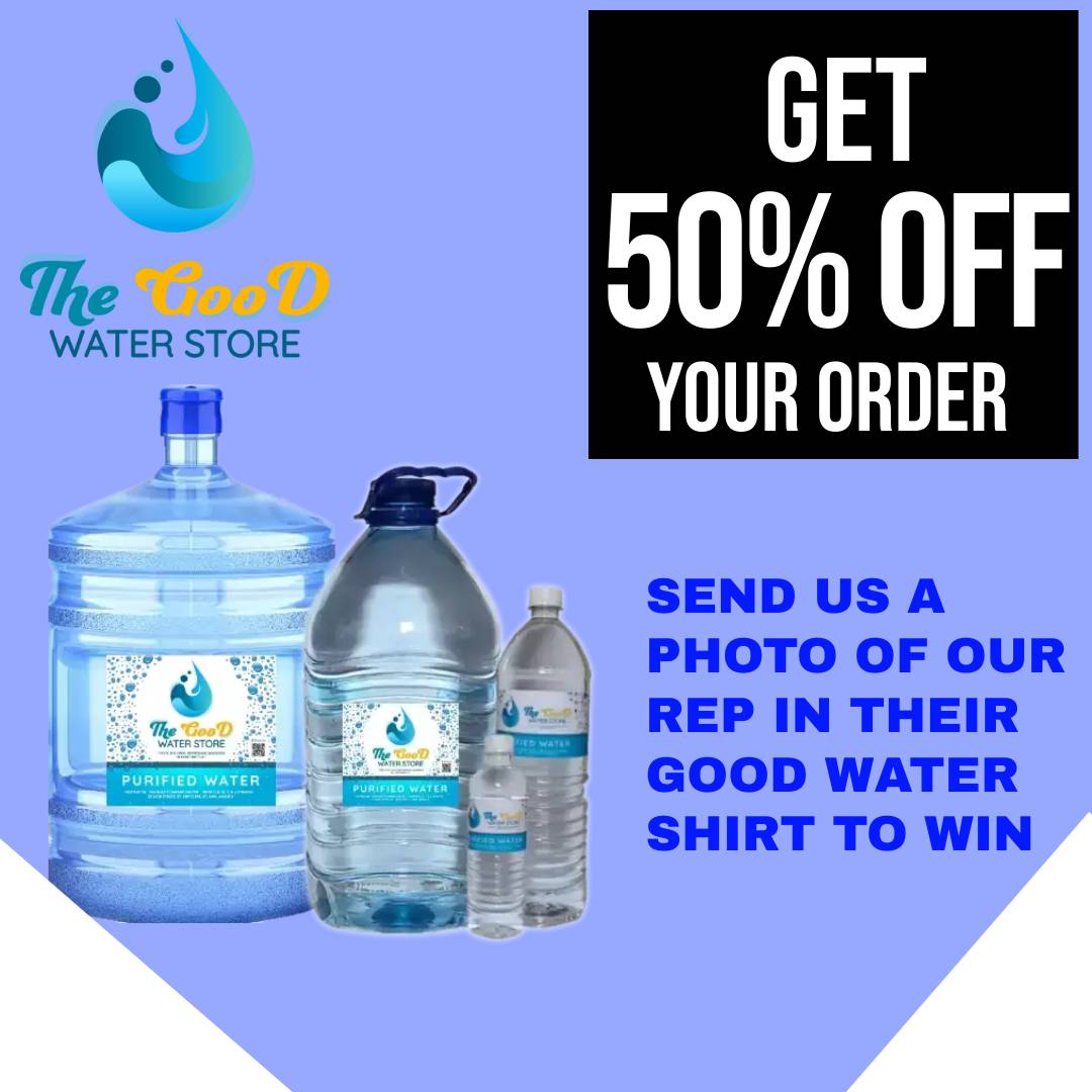 GoodWaterStore's tweet photo. I know that's right!!!! 50% off! That's 50% your next purchase if you are a winner! It's not too late! Snap it, send it, and win it! Spot the Shirt Tuesdays is still happening! 
.
.
.
.
#goodwaterdays #goodwaterdays #jamaica #jamaica #purifiedwater #waterrefills #stann #stannsbay https://t.co/ZqSF4O4xzU