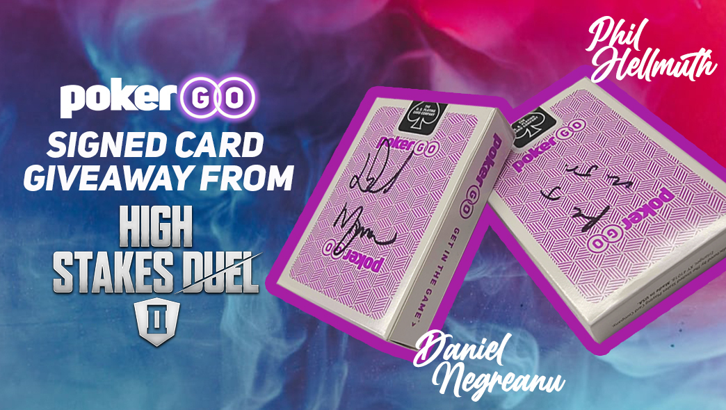 🎉Giveaway🎉
Follow the steps below to enter for a chance to win cards signed by <a href="/phil_hellmuth/">phil_hellmuth</a> and <a href="/RealKidPoker/">Daniel Negreanu</a>‼️

1. Follow <a href="/PokerGO/">PokerGO</a> 
2. Comment who you think will win High Stakes Duel II Round 2
AND for an extra entry Retweet ⚡

bit.ly/3rsqko3