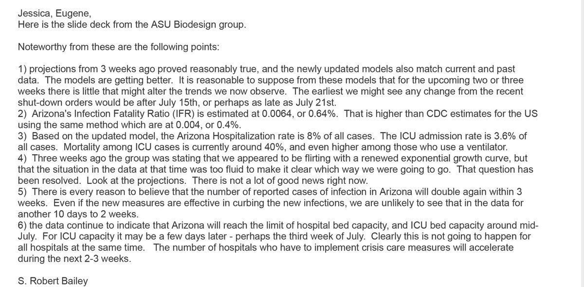 JULY 2: notes about Arizona's Infection Fatality ratio were made. Arizona is estimated at 0.0064, or 0.64% "That is higher than CDC estimates for the US using the same method which are at 0.004 or 0.4%."