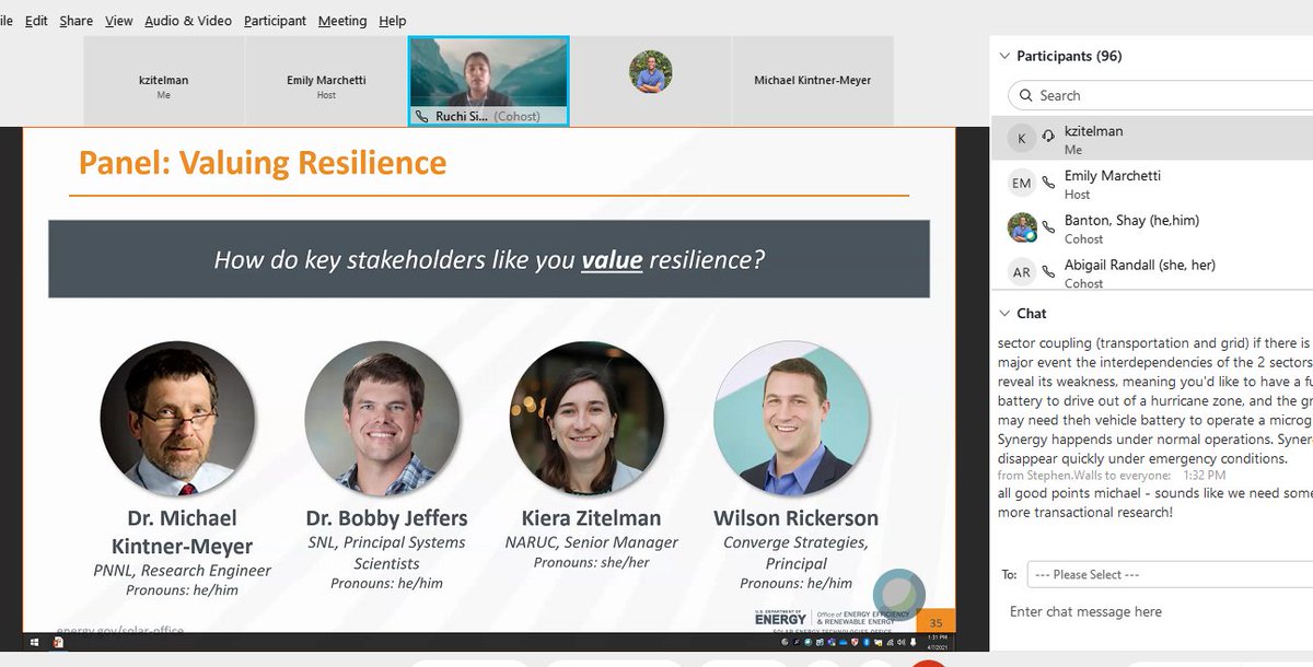 Thanks to @ENERGY Solar Energy Technologies Office for the invitation to speak alongside these experts @CnvrgStrategies @PNNLab @SandiaLabs at today's workshop on #energyresilience and #DERs!