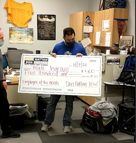 Congratulations to  Matt Ingrim for recieiving Circle USD 375  Teacher of the month. Thank you Matt for all that you do for our students!

Special thank you to Don Hattan Ford, who sponsors our Teacher of the Month program each month.
