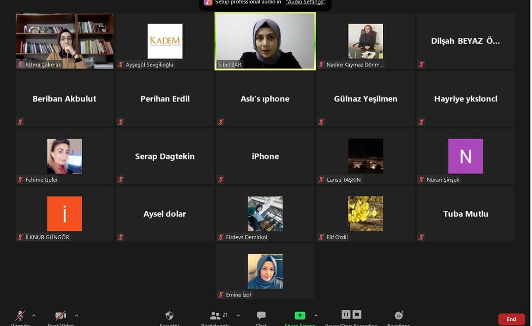 KADEM Şanlıurfa Temsilciliği olarak gerçekleştirdiğimiz "Güven Toplumunun İnşası: Şiddetin Anatomisi ve Çözüm Yolları" adlı online eğitimimizi tamamladık. 
<a href="/kademorgtr/">KADEM</a>
<a href="/SalihaOkurGmr/">Saliha Okur Gümrükçüoğlu</a>
<a href="/Dilsahozturkmen/">Dilşah BEYAZ ÖZTÜRKMEN🇹🇷</a>