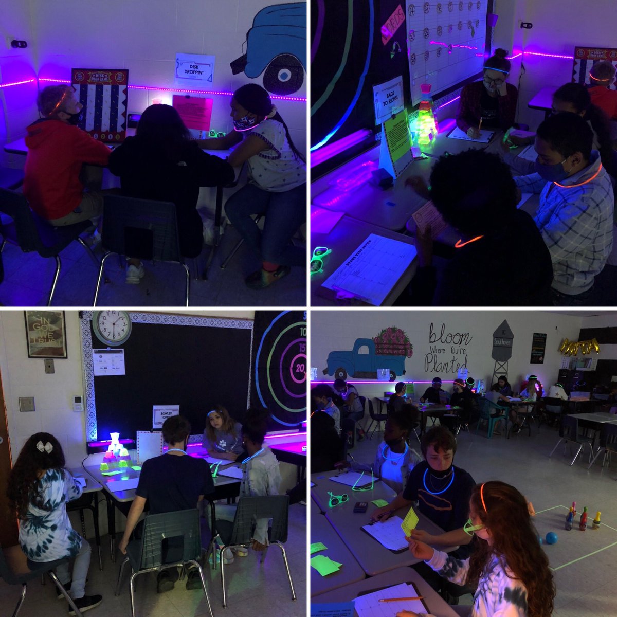 MrsHodgesMath's tweet photo. When you’re so smart that you glow... #TeamDCS #DCMSGlowCrew #StateTestPrep https://t.co/QeAE9tST9Y